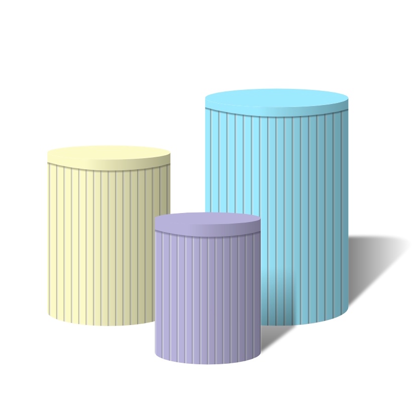 Trio Capas Para Cilindro Tons Claros, Tema Versátil Ripados Lilás Amarelo Azul Turquesa  C/ Elástico