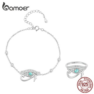 Bamoer 925 Conjunto De Jóias De Prata De Olho De Horus Pulseira E Anel Para Mulheres