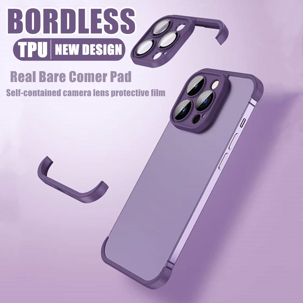 (Novo Design) Capa Sem Escova Com Almofada De Canto Para iPhone 17 16 Pro Max 12 13 14 15 14 Plus 12 15 17 De Proteção D