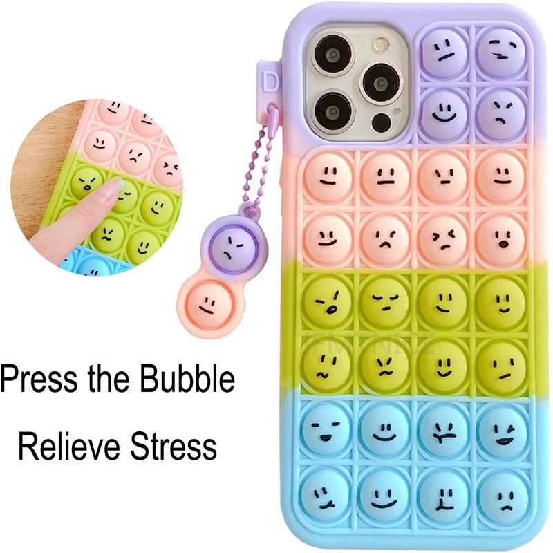 For Samsung A21S A32 A52 A72 A32 4G A12 A11 A10E A21 A31 A51 A20 A30 A50 A71 A51 A01 A02 A02S A70 A20E expression Relive Stress Toys Push Silicone Phone Case