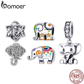 Bamoer Sterling Silver 925 Antique Elephant Beaded E Pingente Acessório Colorido Para Pulseiras SCC2477