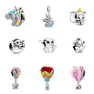 Coração Balão De Prata Unicórnio Animal Charme Fit Pulseira Colar Oco Out Big Hole Beads Para Diy Ewelry Fazendo