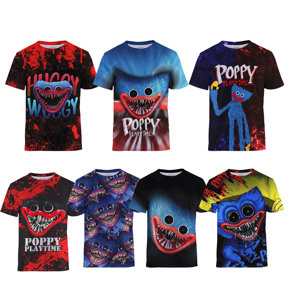 Meninos Meninas POPPY Play Time  De Brincadeira Imprimir Camiseta De Pescoço De Tripulação Manga Curta Top Diário 5-14 Anos Huggy Wuggy (110CM-160CM)