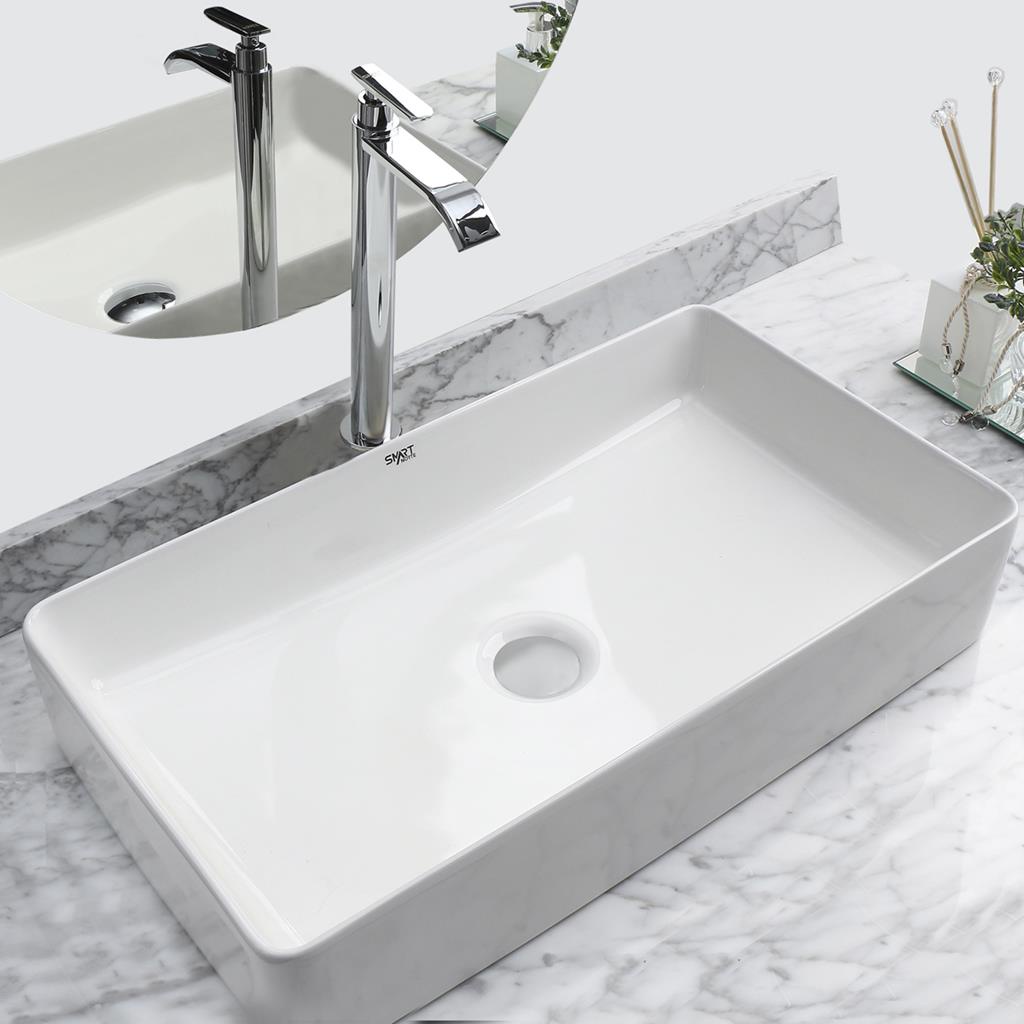 Kit Cuba Pia Louca Ceramica Banheiro Com Torneira e Válvula S19