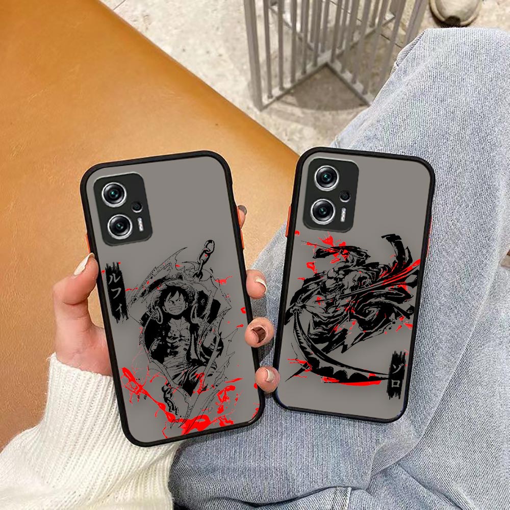 Japão Anime One Piece Macaco D Luffy Roronoa Zoro Capa De Celular Fosca Para Xiaomi POCO M4 X4 F4 M3 X3 Pro NFC GT Nota 10 Lite 12 12Pro 11 11T 10 10T 10S Ultra 4G 5G