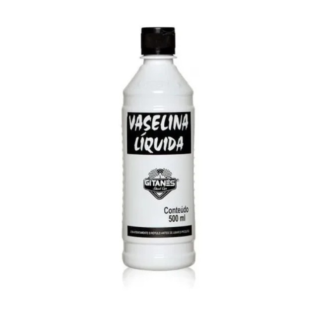 Vaselina Liquida (industrial) 500ml Gitanes fechaduras, pinos de capô, pólos de bateria, portascaixilhas e roldanas de cortinas, fechaduras, dobradiças, deslizes de gavetas, molinetes e corretilhas para pesca, entre outros.
