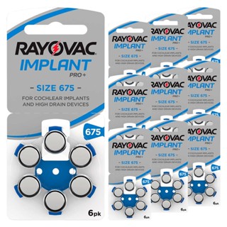 60 Bateria Pilha Auditiva 675 Implant Pro+ para implantes cocleares Rayovac 10 Cartelas