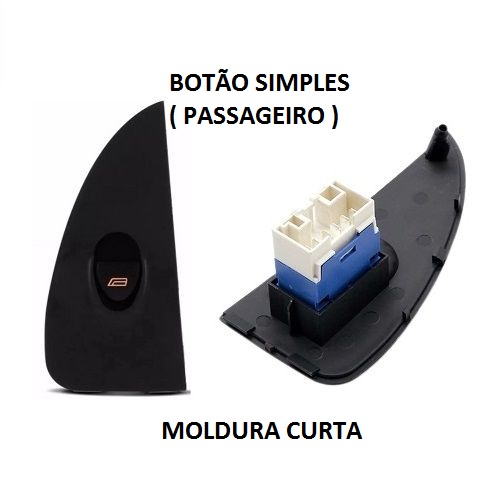 Botão Interruptor Vidro Elétrico Palio Strada Siena Fire Simples Passageiro Moldura Curta