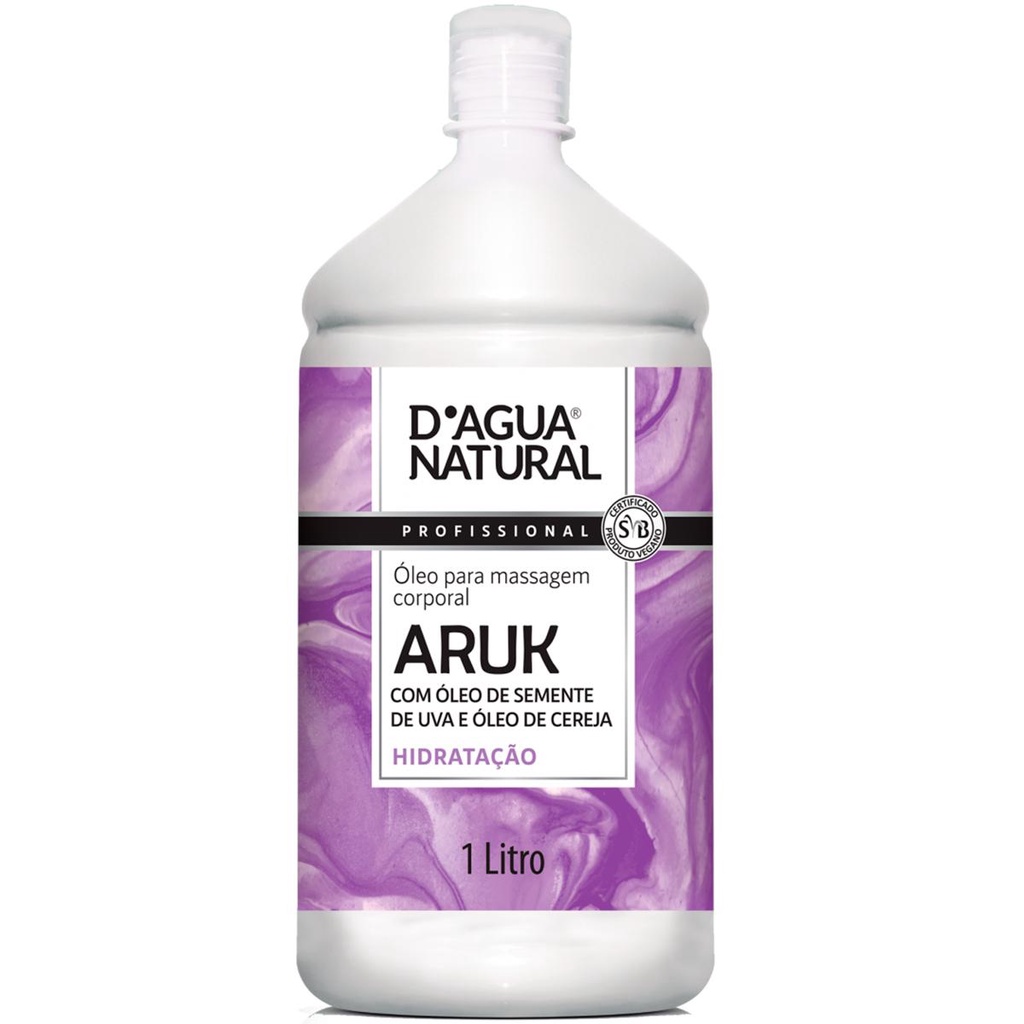 Óleo de Massagem Dagua Natural Aruk Semente de Uva e Cereja 1L Hidratação