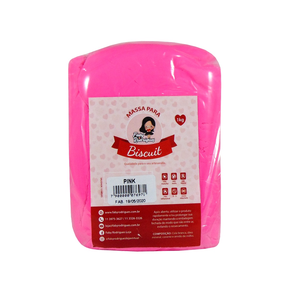 Massa de Biscuit Pink de 1 kg - Faby Rodrigues