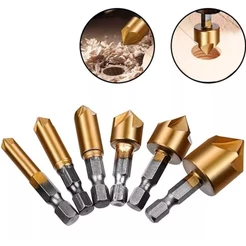 Kit Jogo 6 Brocas Escareadoras Escalonada Chanfrar Madeira Aluminio 6-19mm