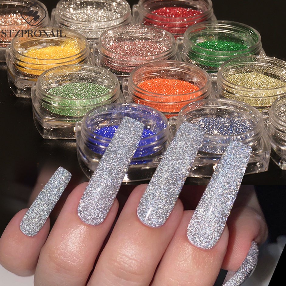 Glitter Refletivo Diamante Rhinestones Pigmento Cromado Pó UV Decoração Arte De Unhas em Oferta na Shopee