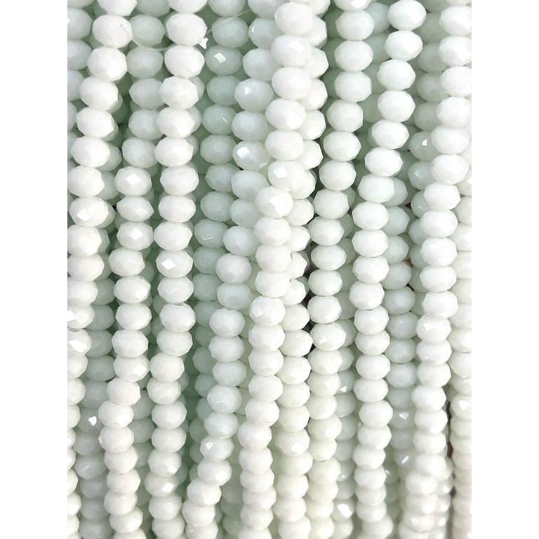 Kit 8 Fios Cristal Branco leitoso 8mm multifacetado Tendencia Top