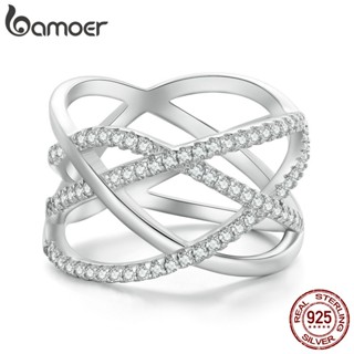 Bamoer 925 Prata Simples Samsara Anel Moda Joalheria Para Mulheres BSR396