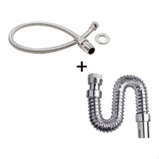 1 Sifão Sanfonado Flexível Cromado P/ Pia + 1 Engate Trançado Inox 60 cm em Oferta na Shopee