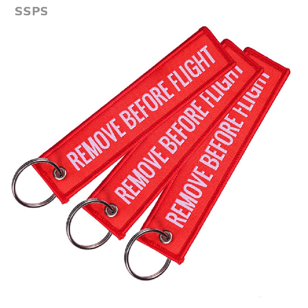 [SSPS] Remove Before Flight Keychain Keyring Polyester Embroidery Message 13 * 3CM FAH em Oferta na Shopee
