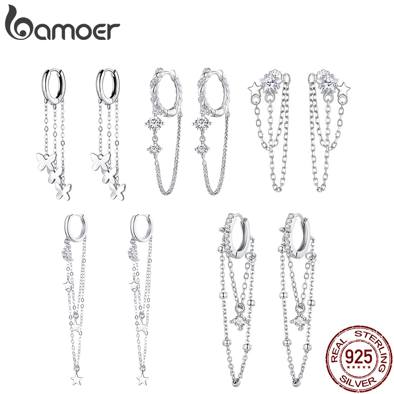 Brincos Bamoer 925 Sterling Silver (1 Par) Clássicos Earbuckles Com Design Tassel Múltiplos Estilosjóias De Moda Para Mulheres em Oferta na Shopee