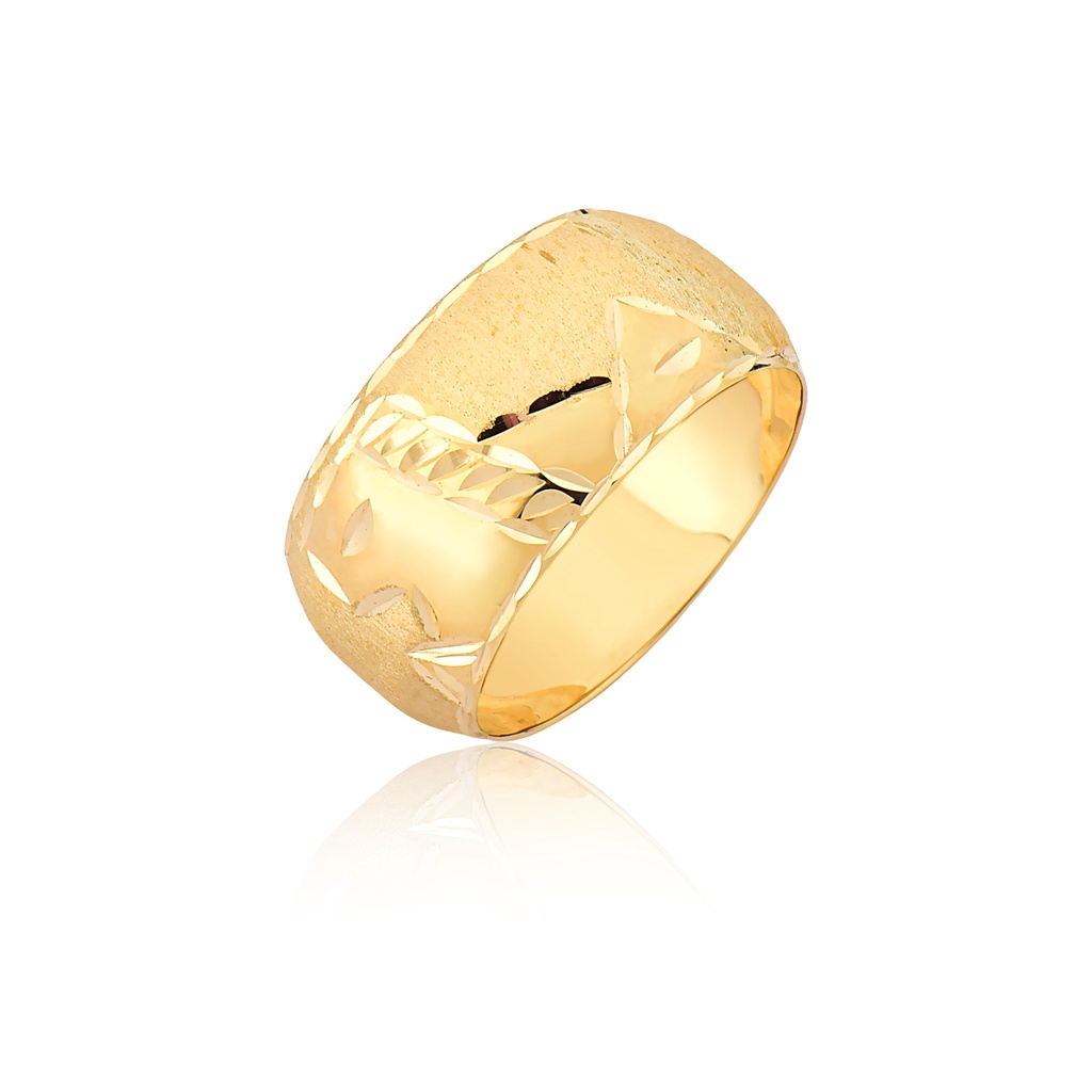 ANEL aliança escrava egipcia 10mm larga trabalhada ouro 18k