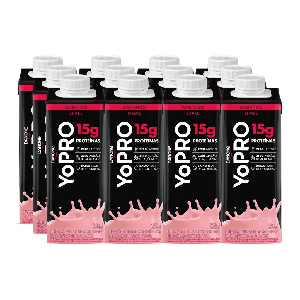 Yopro Danone Morango 15g Proteina - 12 Unidades
