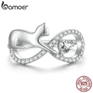 Prata Bamoer 925 Luxuoso Gato E Infinito Jóias Da Moda Para Mulheres SCR918