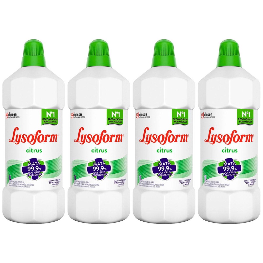 Kit 4 Desinfetante Lysoform Uso Geral Citrus 1l