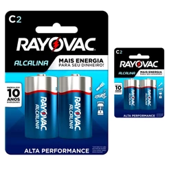 Pilha Alcalina C Rayovac Bateria Média LR14 kit 4 unidades