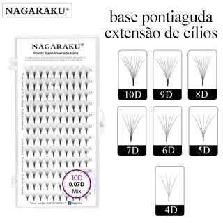 NAGARAKU Fãs De Haste Estreita Premade Extensão De Cílios 0.07mm 4D-10D 120 Base Fina Ventiladores Russo Volume Pronto