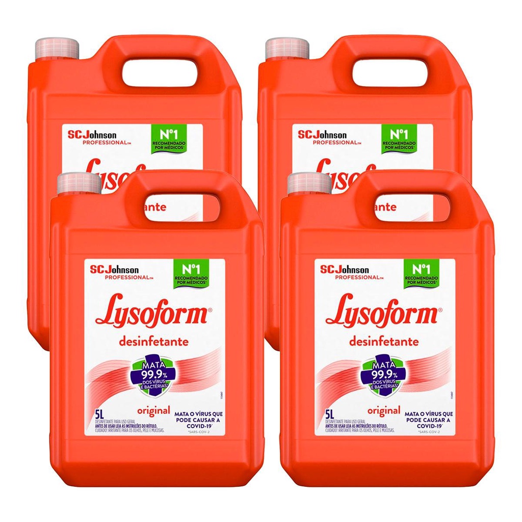 Kit 4 Desinfetante Lysoform Uso Geral Original 5l - Home & Living