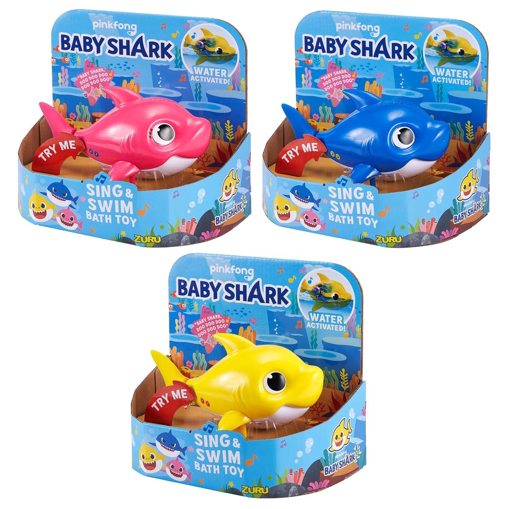 Robo Alive Junior Baby Shark Battery-Powered Sing and Swim Bath Toy by ZURU Robo Alive Junior Baby Shark Canta e Brinquedo de Banho com Bateria da ZURU