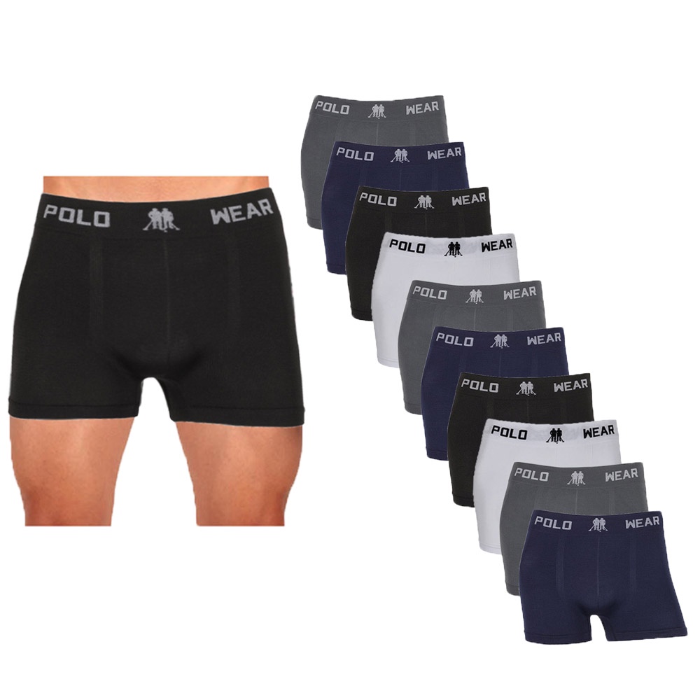 10 Unidades Cuecas Boxer Polo Wear Lisa Microfibra em Oferta na Shopee