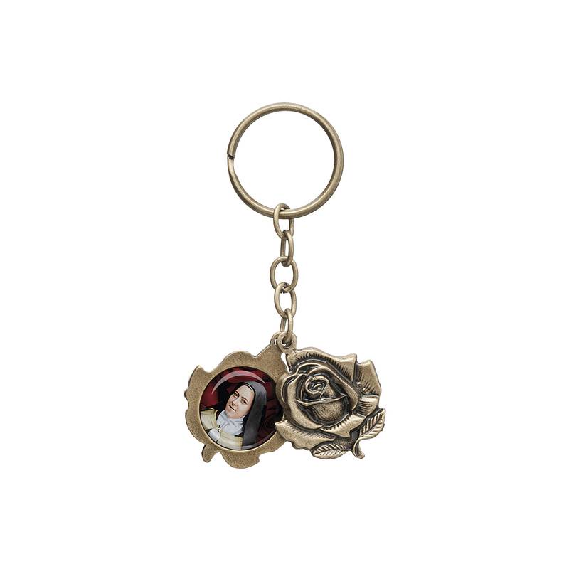 Chaveiro de Santa Teresinha Novena das Rosas Ouro Velho em Oferta na Shopee