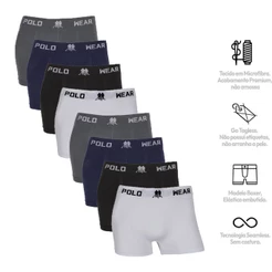 Kit 8 Cuecas Box Microfibra Lisa Sem Costura Polo Wear