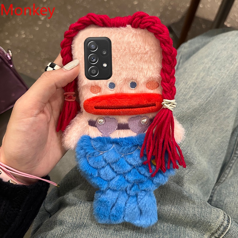 3D Bonito Pelúcia Sereia Meninas Presente Caso De Telefone Para Samsung A15 S24 Ultra A04 A03 A14 A24 A34 A54 A13 A23 A3