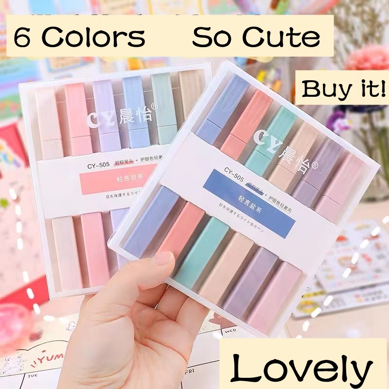 Conjunto De Caneta Fluorescente De 6 Cores Marcador De Tempo Grosseiro Criatividade Estudante