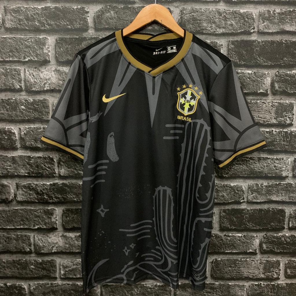 ( A pronta-entrega ) Seleção Brasileira - Preto cacto Camiseta do Brasil preta 22-23 Blusa de Time europeu Jersey (QUEIMA DE ESTOQUE)