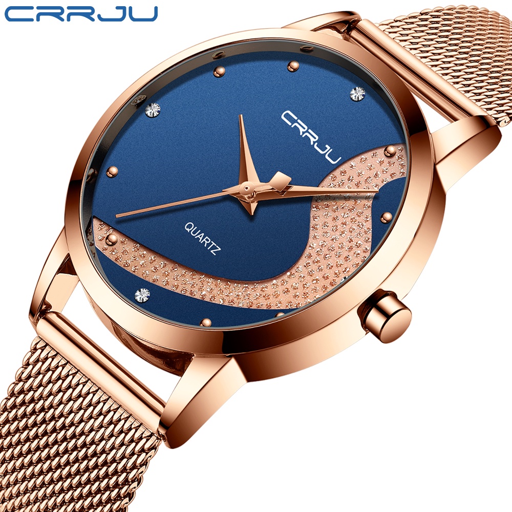 CRRJU Relógio Feminino Marca Original De Luxo Moda Elegante Quartzo Aço Inoxidável À Prova D'água 2179 X