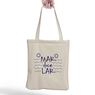 Bolsa de Praia Ecobag Mar doce Lar ecológica algodão cru em Oferta na Shopee