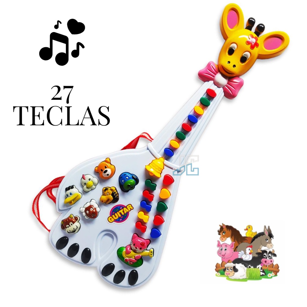 Guitarra Musical Infantil Girafa 27 Teclas Sons E 10 Músicas em Oferta na Shopee