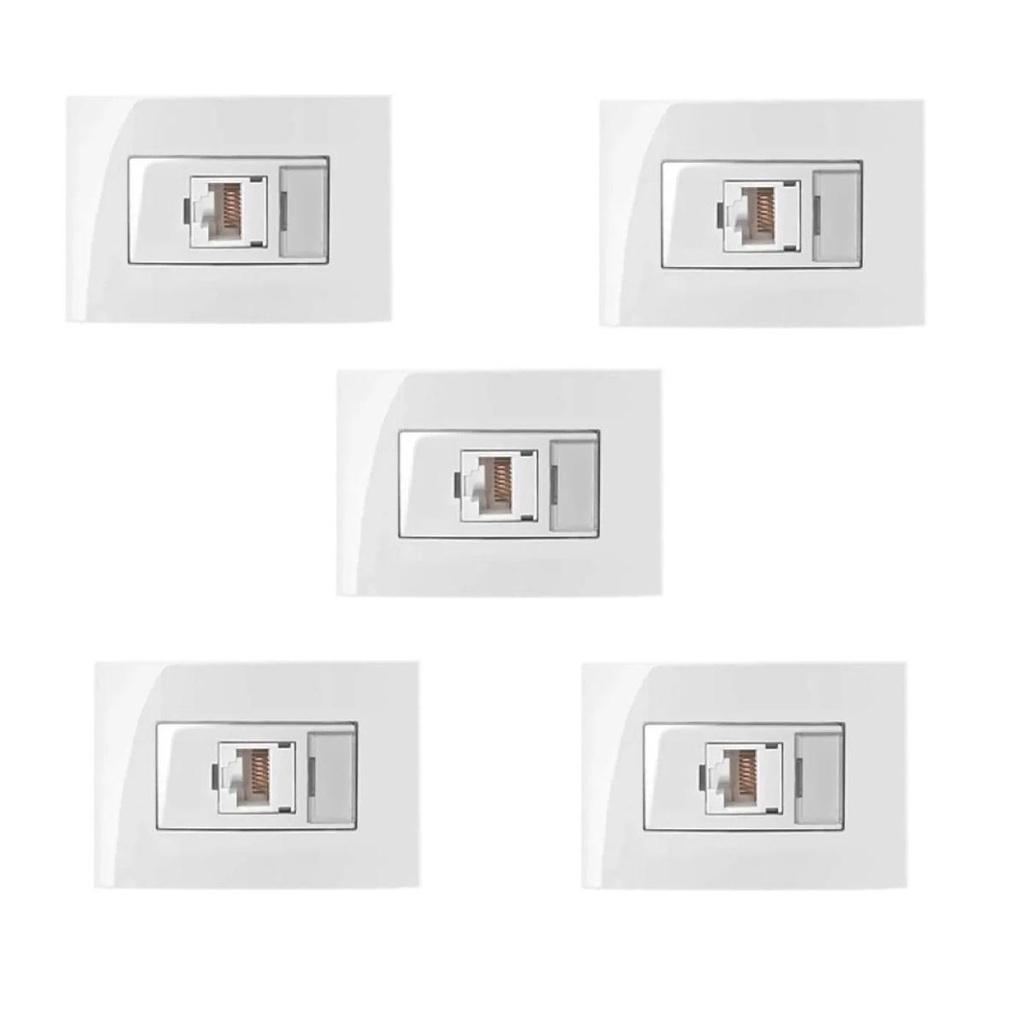 5 Pc Tomada P/ Moveis Margirius Rj45 Branca Informática C