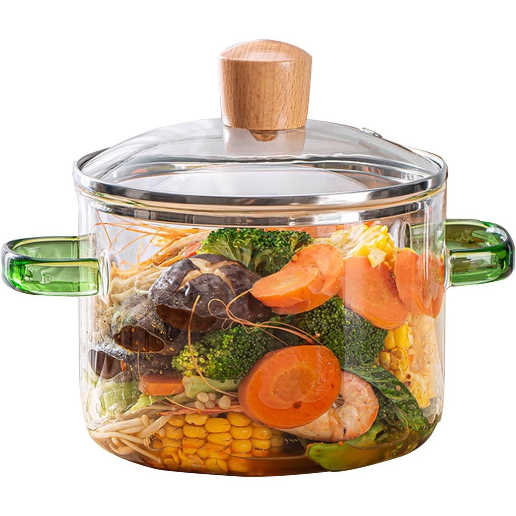 Panela De Vidro , Resistente Ao Calor Com Tampa E Alça Multifuncional,Compatível com Cookt...