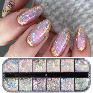 12 Grades Manicure Glitter Aurora Folha Transparente De Gelo Em Nuvem Brocade Sinfonia Peça Ultra-Fino Lantejoulas Novo Estilo Decoração De Unhas