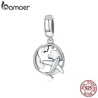 Bamoer Avião Charme Tema Viagem 100 % 925 Pulseira De Prata Acessórios SCC242
