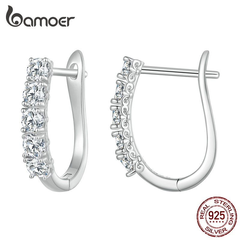Bamoer 925 Prata Em Forma De U Brincos Moissanite D Cor VVS1 Premium Corte Fashion Joalheria Presente Para Mulheres em Oferta na Shopee