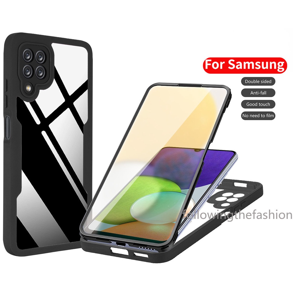 Para Samsung Galaxy A12 4G A22 5G M22 M12 Capinha de Celular 360° Acrílica Dupla Face com Proteção de Lente de Câmera Acrílica à Prova de Choque Capa de Moda Completa Protetora Completa Dupla Face Acrílica Com Proteção de Lente de Câmera Anti-impacto Capa