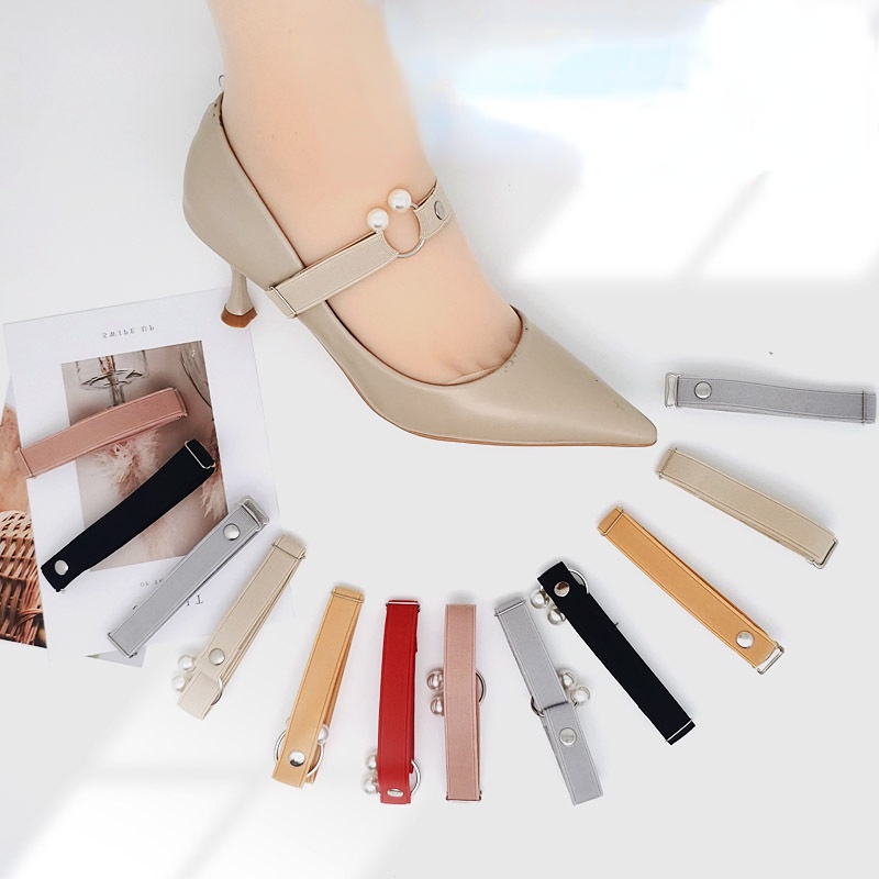 Borracha Pérola Em Forma De U Salto Alto Fivela De Sapato Anti-Gotas/Renda Elástica Ajustável Preguiçosa/Correia De Fixação/& Acessórios Para Sapatos De Couro