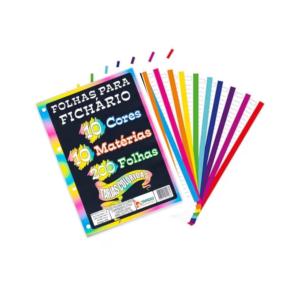 Folha Para Fichário Colorida Refil 4 Furos 200 Folhas A4 Folha Para Fichário Colorida Refil 4 Furos 200 Folhas A4