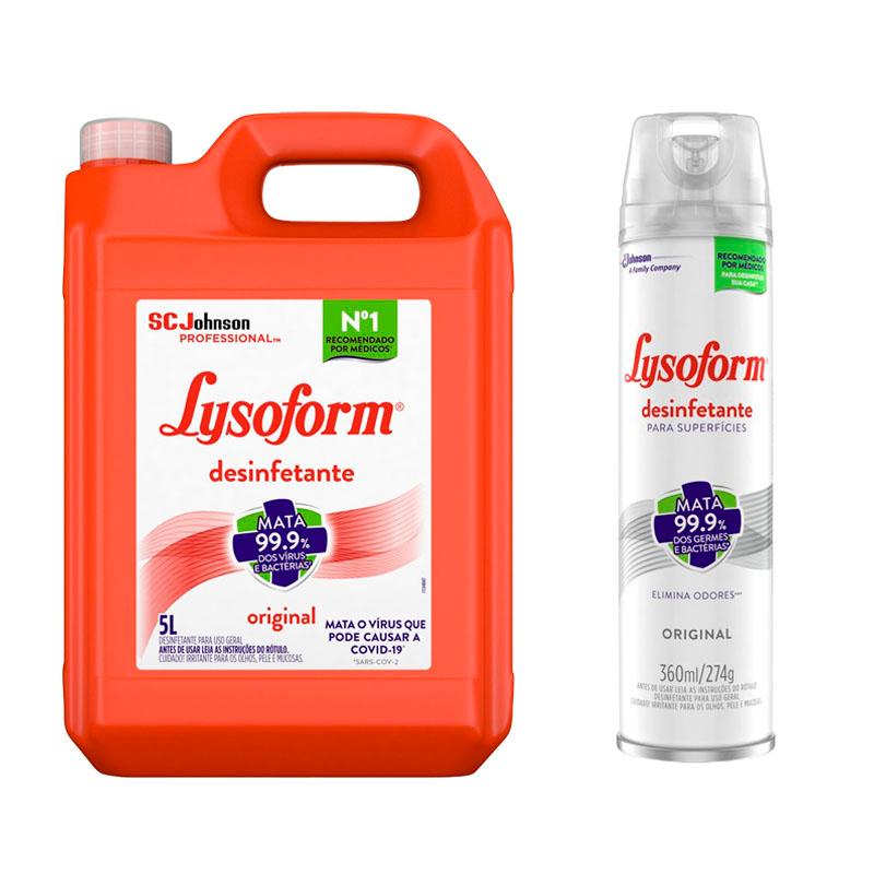 Kit Lysoform Desinfetante Uso Geral 5L + Aerossol 360ml em Oferta na Shopee