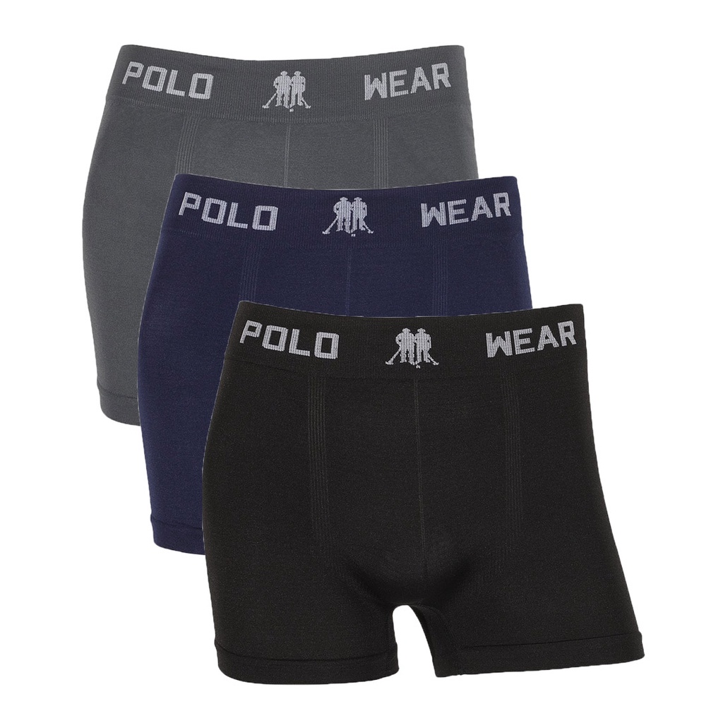 Kit 3 Cuecas Box Microfibra Lisa Sem Costura Polo Wear - Men Clothes