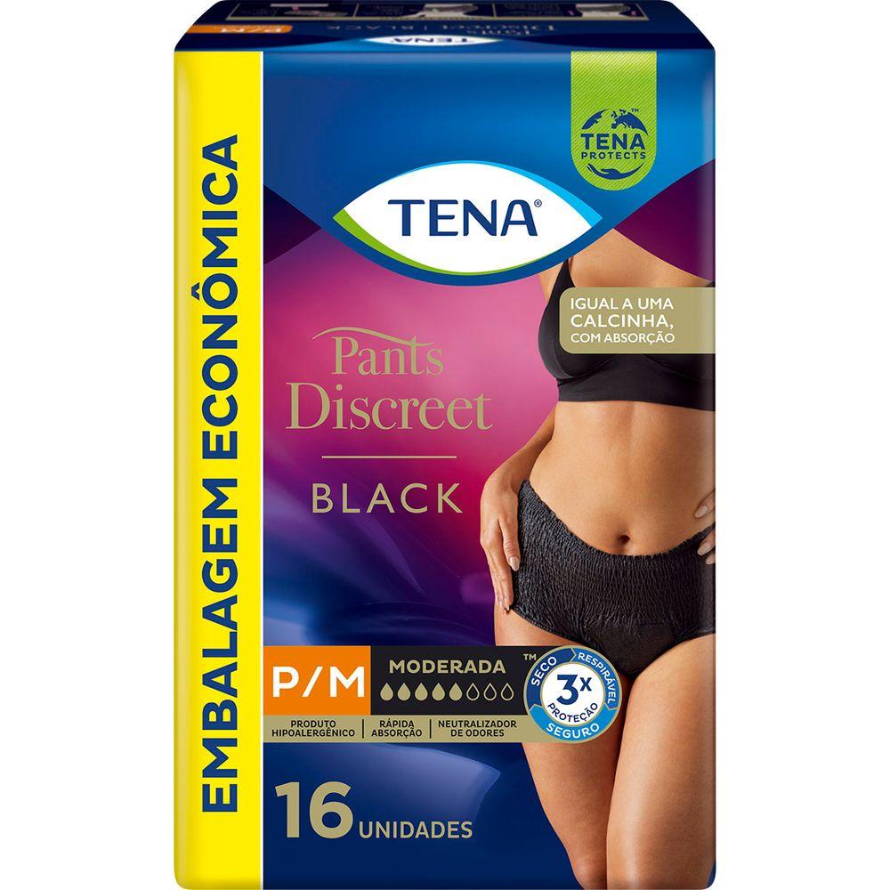 Calcinha Descartável Tena Pants Discreet Preta P/M 16 Unidades em Oferta na Shopee