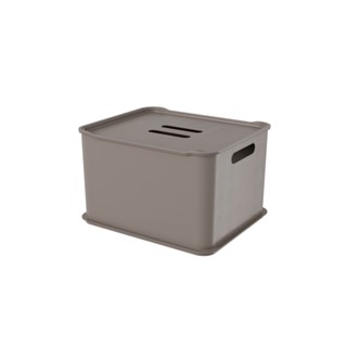 Cesta Organizadora Com Tampa Coza Fit Ultra 22,2 Litros 38 x 31,6 x 23,4 cm Warm Gray